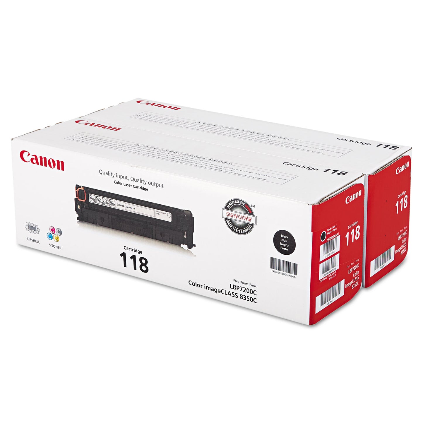 Canon 2662B004 (118) Toner, 3,400 Page-Yield, Black, 2/Pack