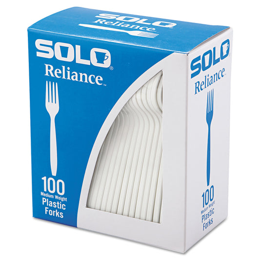 SOLO Reliance Mediumweight Cutlery, Fork, White, 100/Box, 1,000/Carton (RSWFX)