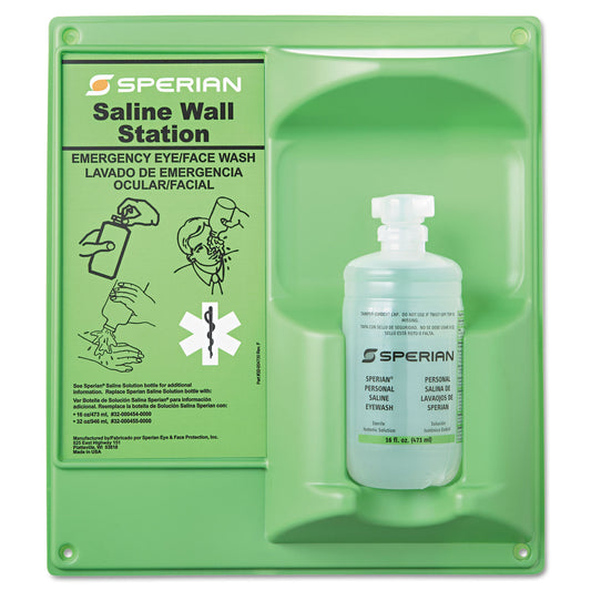 Honeywell Saline Eye Wash Wall Station, 16 oz Bottle, 1 Bottle/Station (320004600000)