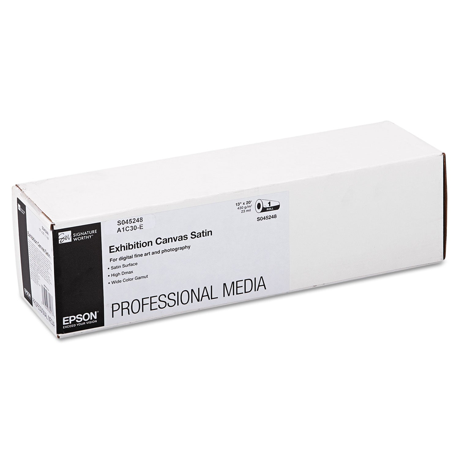 Epson Exhibition Canvas, 23 mil, 13" x 20 ft, Satin White (S045248)