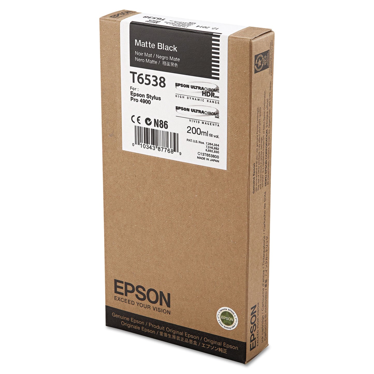 Epson T653800 UltraChrome HDR Ink, Matte Black