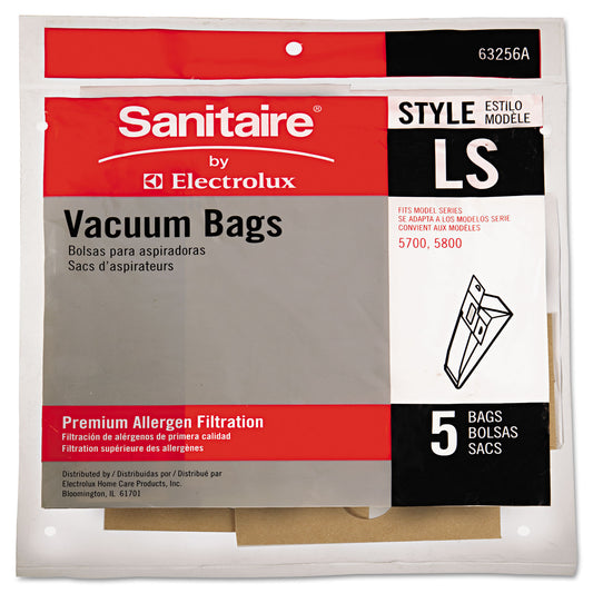 Sanitaire Commercial Upright Vacuum Cleaner Replacement Bags, Style LS, 5/Pack, 10 Packs/Carton (63256A10CT)