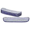 Rubbermaid Commercial Microfiber Finish Pad, 18 x 5.5, Blue/White, 6/Box (Q800WHI)