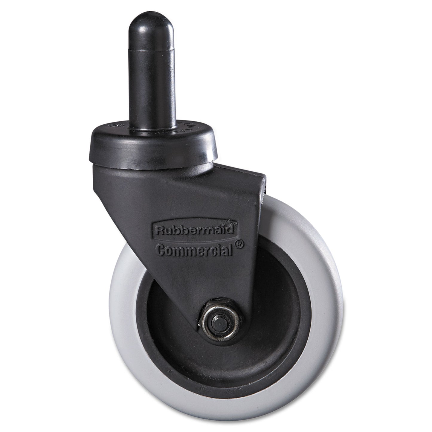 Rubbermaid Commercial Replacement Bayonet-Stem Swivel Casters, Grip Ring Stem, 3" Soft Rubber Wheel, Black (FG7570L20000)