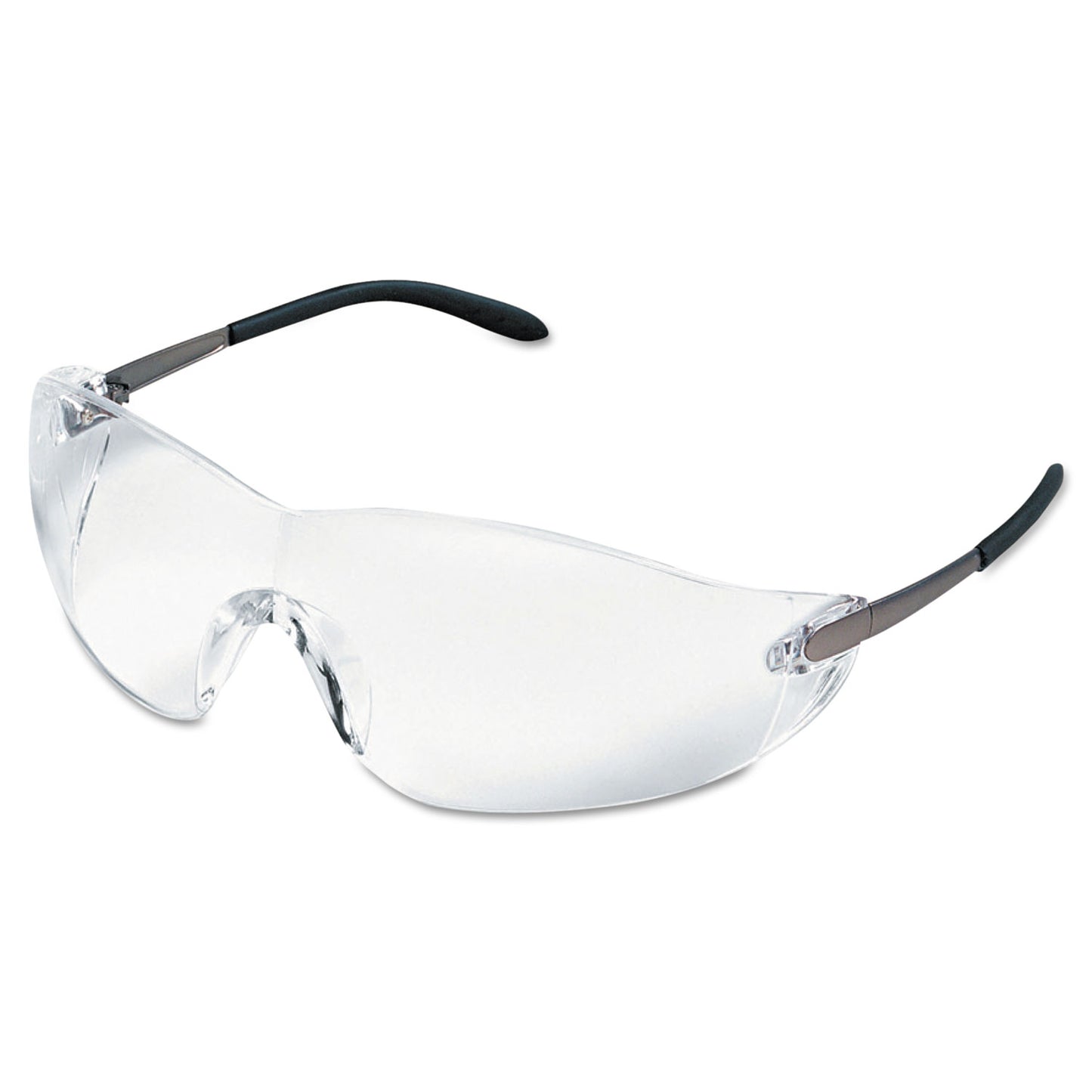 MCR Safety Blackjack Wraparound Safety Glasses, Chrome Plastic Frame, Clear Lens (S2110)