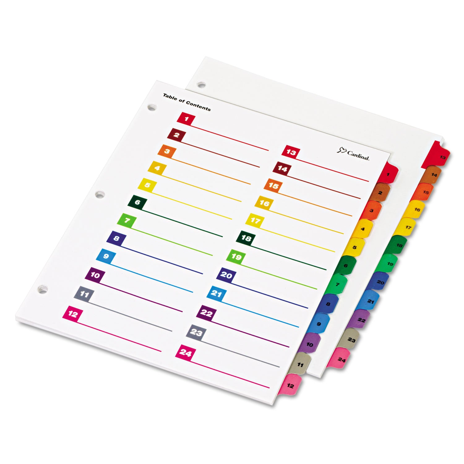 Cardinal OneStep Printable Table of Contents and Dividers - Double Column, 24-Tab, 1 to 24, 11 x 8.5, White, 1 Set (60960)