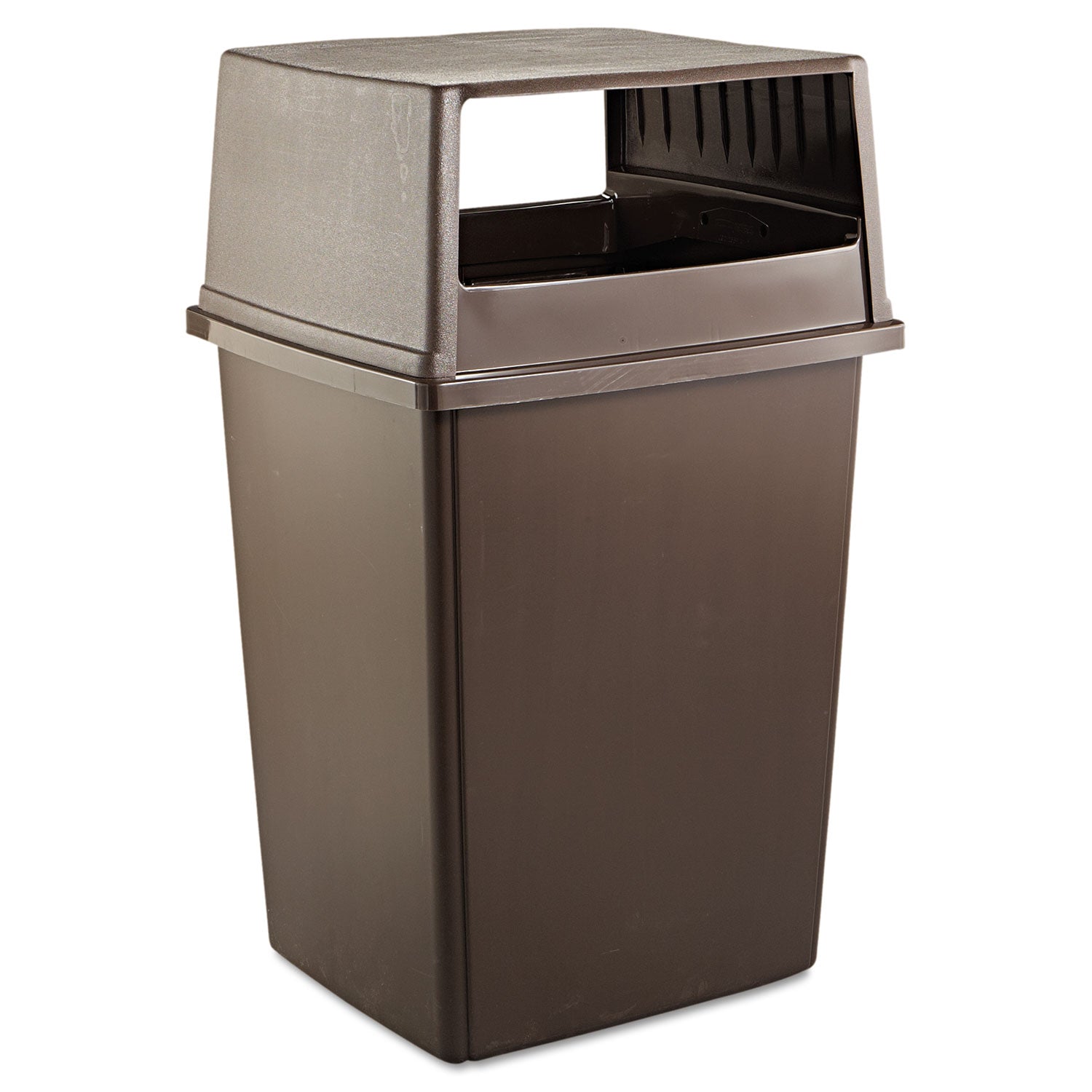 Rubbermaid Commercial Glutton Receptacle, Hooded Top without Door, Rectangular, 23w x 26.63d x 13h, Brown (256VBRO)