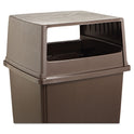 Rubbermaid Commercial Glutton Receptacle, Hooded Top without Door, Rectangular, 23w x 26.63d x 13h, Brown (256VBRO)