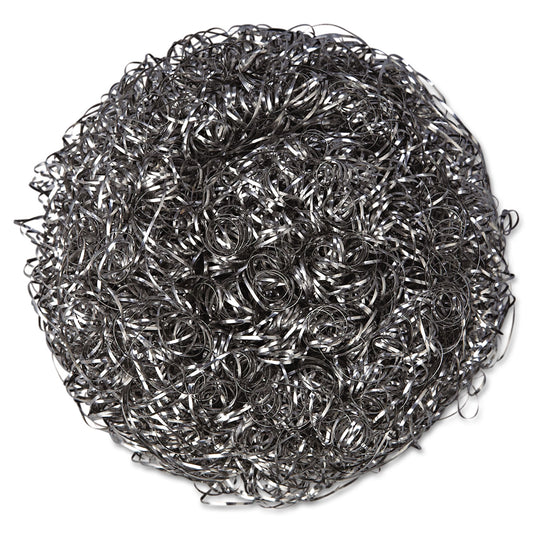 Kurly Kate Stainless Steel Scrubbers, Large, 4 x 4, Steel Gray, 12 Scrubbers/Pack, 6 Packs/Carton (756)