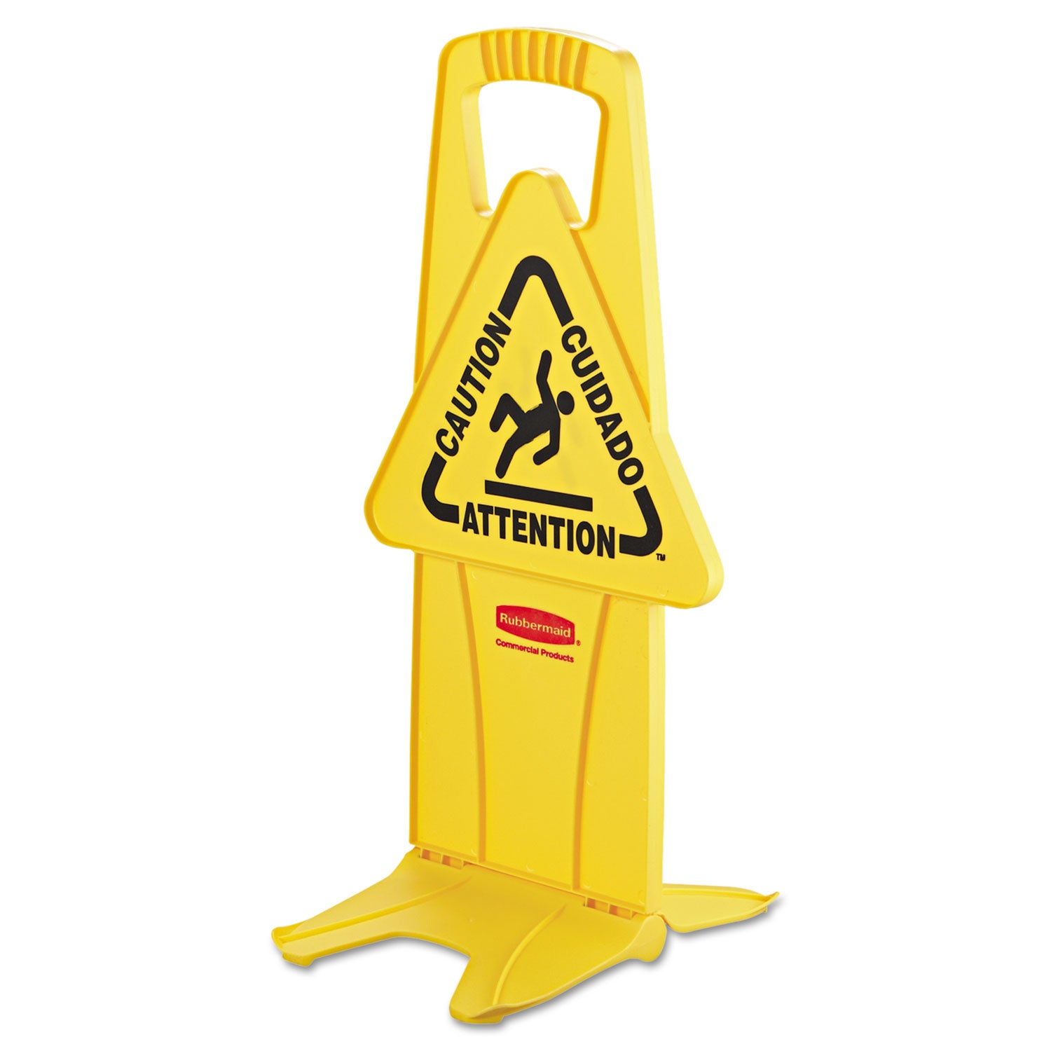 Rubbermaid Commercial Stable Multi-Lingual Safety Sign, 13 x 13.25 x 26, Yellow (9S0900YEL)