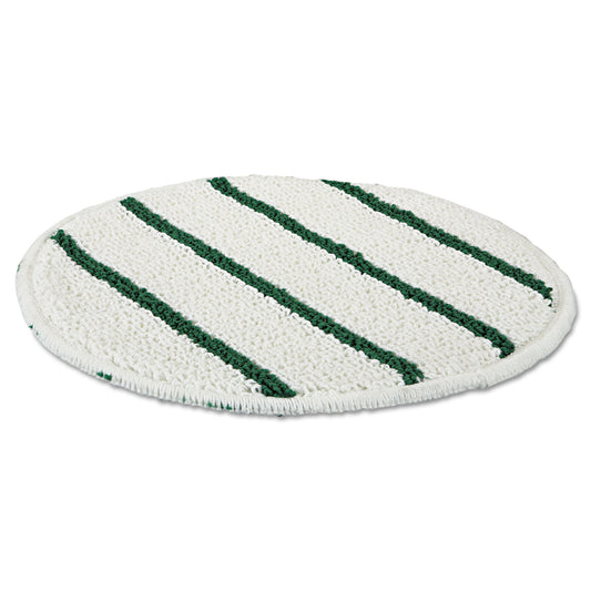 Rubbermaid Commercial Low Profile Scrub-Strip Carpet Bonnet, 19" Diameter, White/Green, 5/Carton (P269)