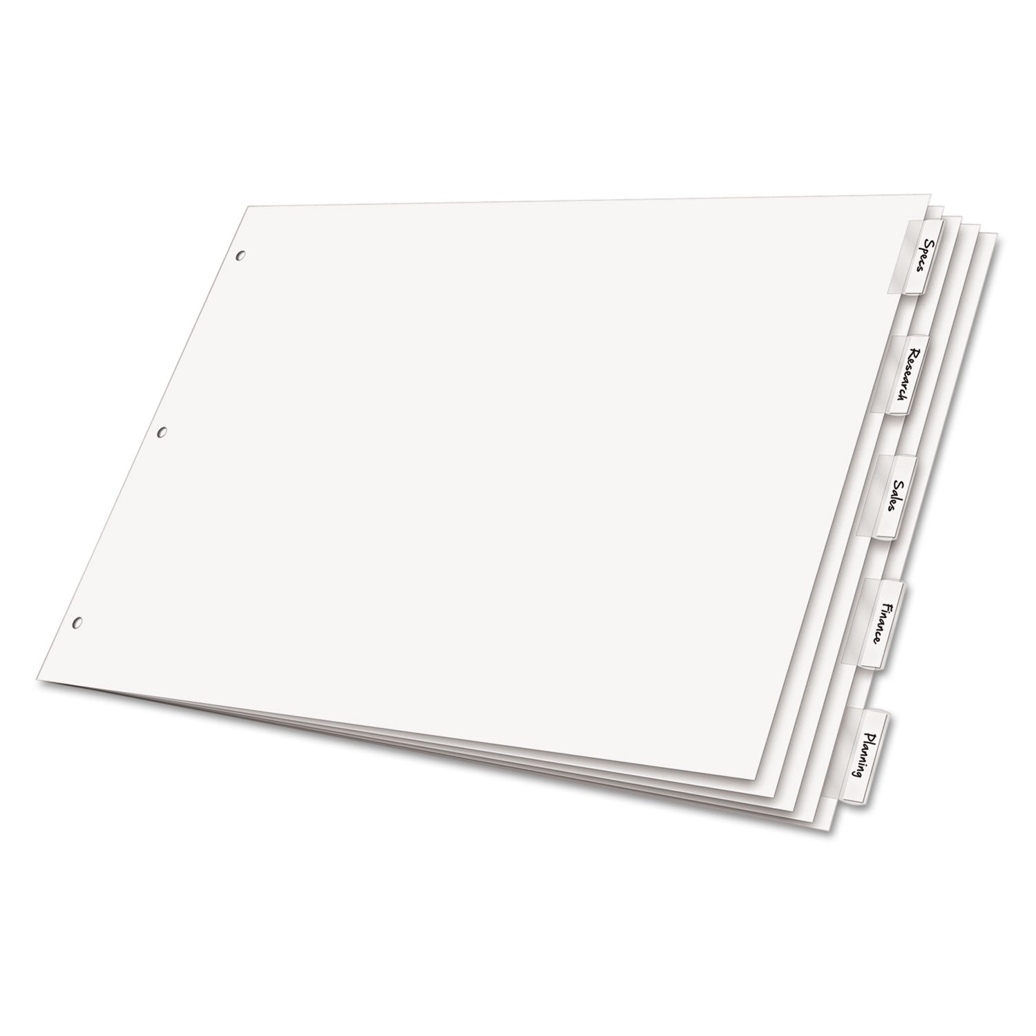 Cardinal Paper Insertable Dividers, 5-Tab, 11 x 17, White, Clear Tabs, 1 Set (84812)