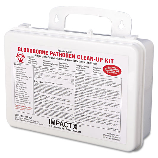 Impact Bloodborne Pathogen Cleanup Kit, 10 x 7 x 2.5, OSHA Compliant, Plastic Case (7351)