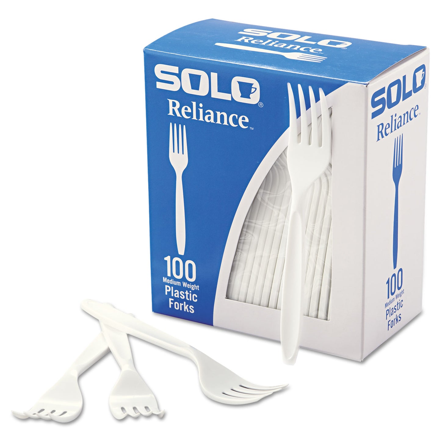 SOLO Reliance Mediumweight Cutlery, Fork, White, 100/Box, 1,000/Carton (RSWFX)