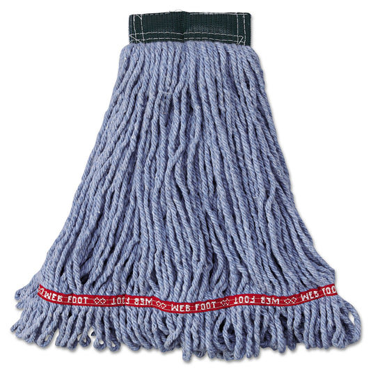 Rubbermaid Commercial Web Foot Wet Mop Head, Shrinkless, Cotton/Synthetic, Blue, Medium, 6/Carton (A252BLU)