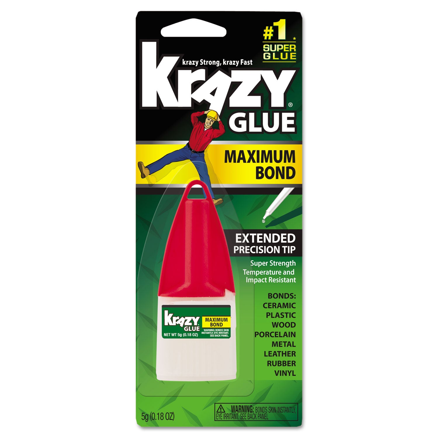 Maximum Bond Krazy Glue, 0.18 oz, Dries Clear (KG48348CO)