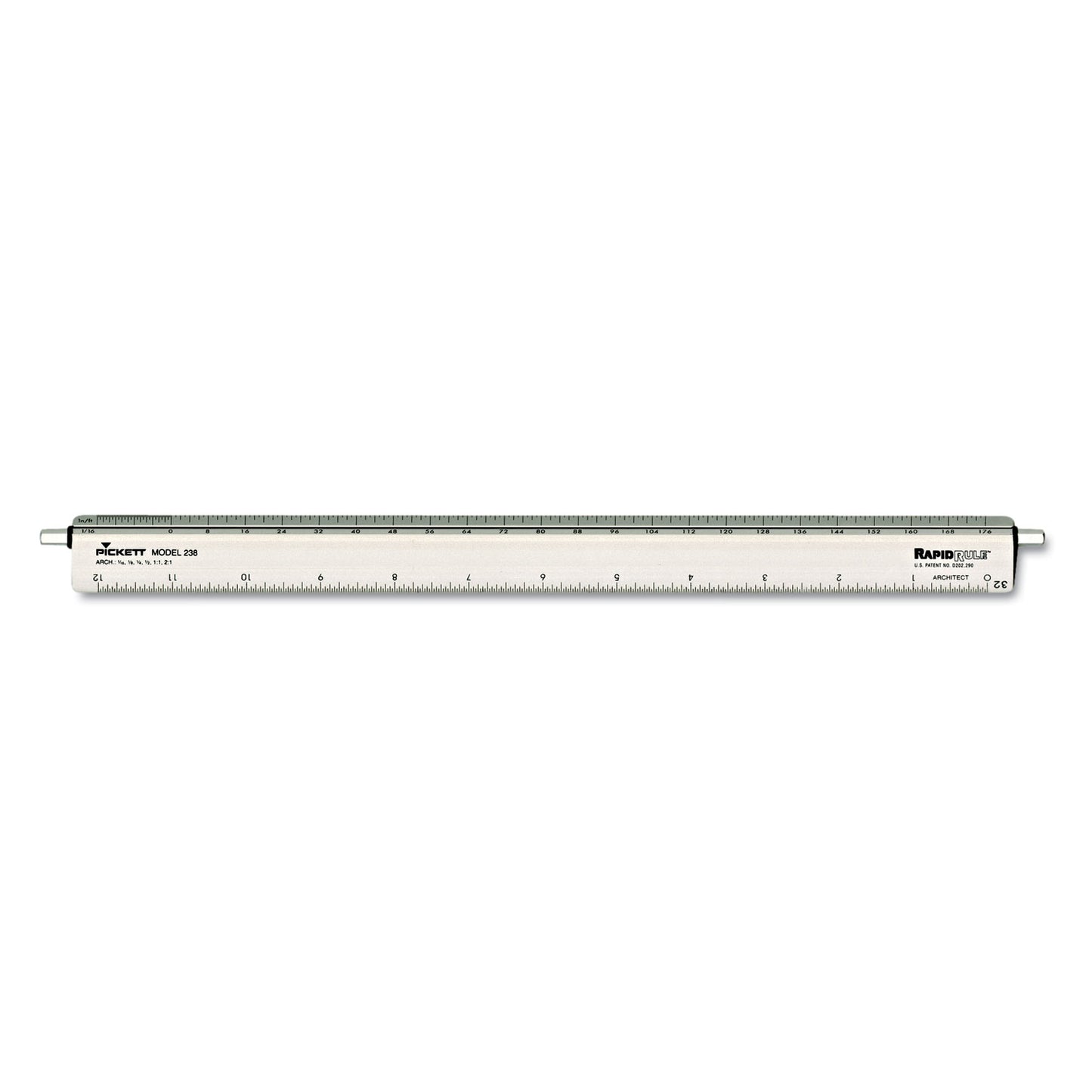 Chartpak Adjustable Triangular Scale Aluminum Architects Ruler, 12" Long, Silver (238)