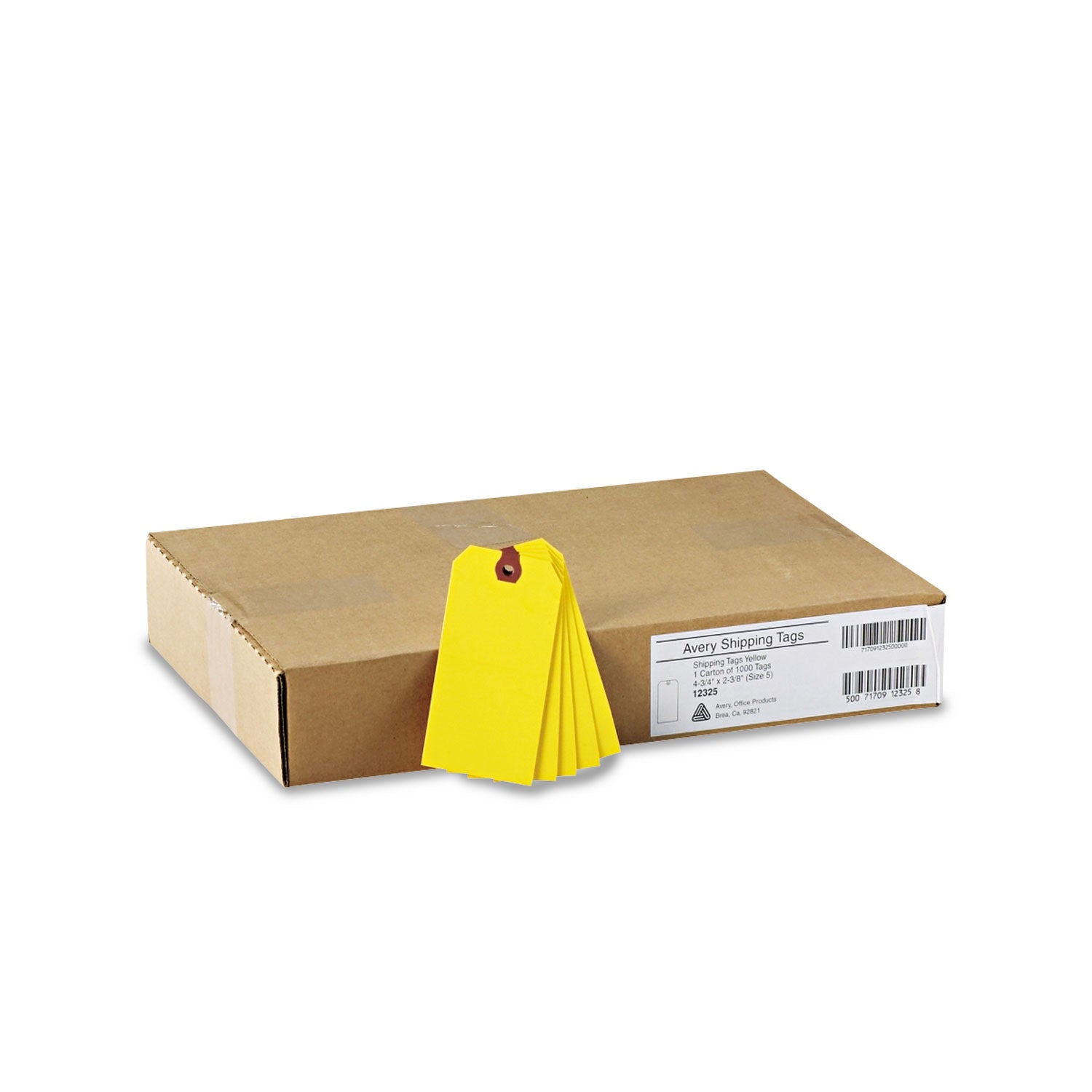 Avery Unstrung Shipping Tags, 11.5 pt Stock, 4.75 x 2.38, Yellow, 1,000/Box (12325)