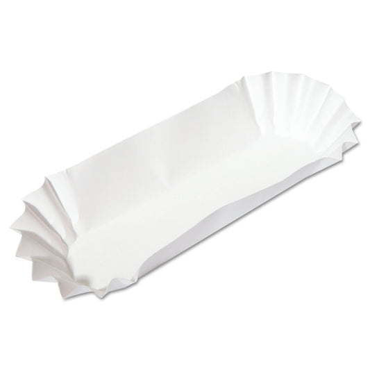 Hoffmaster Fluted Hot Dog Trays, 6 x 2 x 2, White, Paper, 500/Sleeve, 6 Sleeves/Carton (610740)