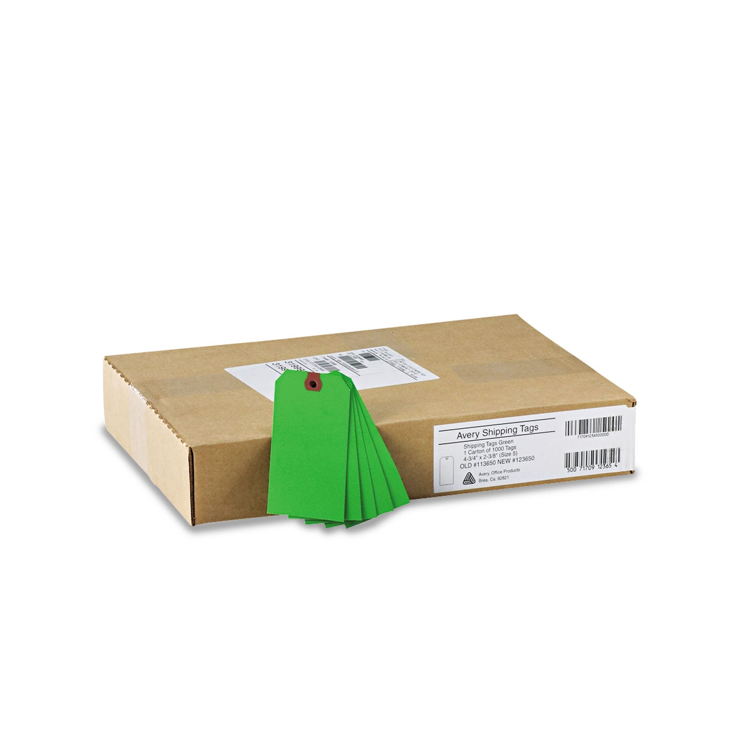 Avery Unstrung Shipping Tags, 11.5 pt Stock, 4.75 x 2.38, Green, 1,000/Box (12365)