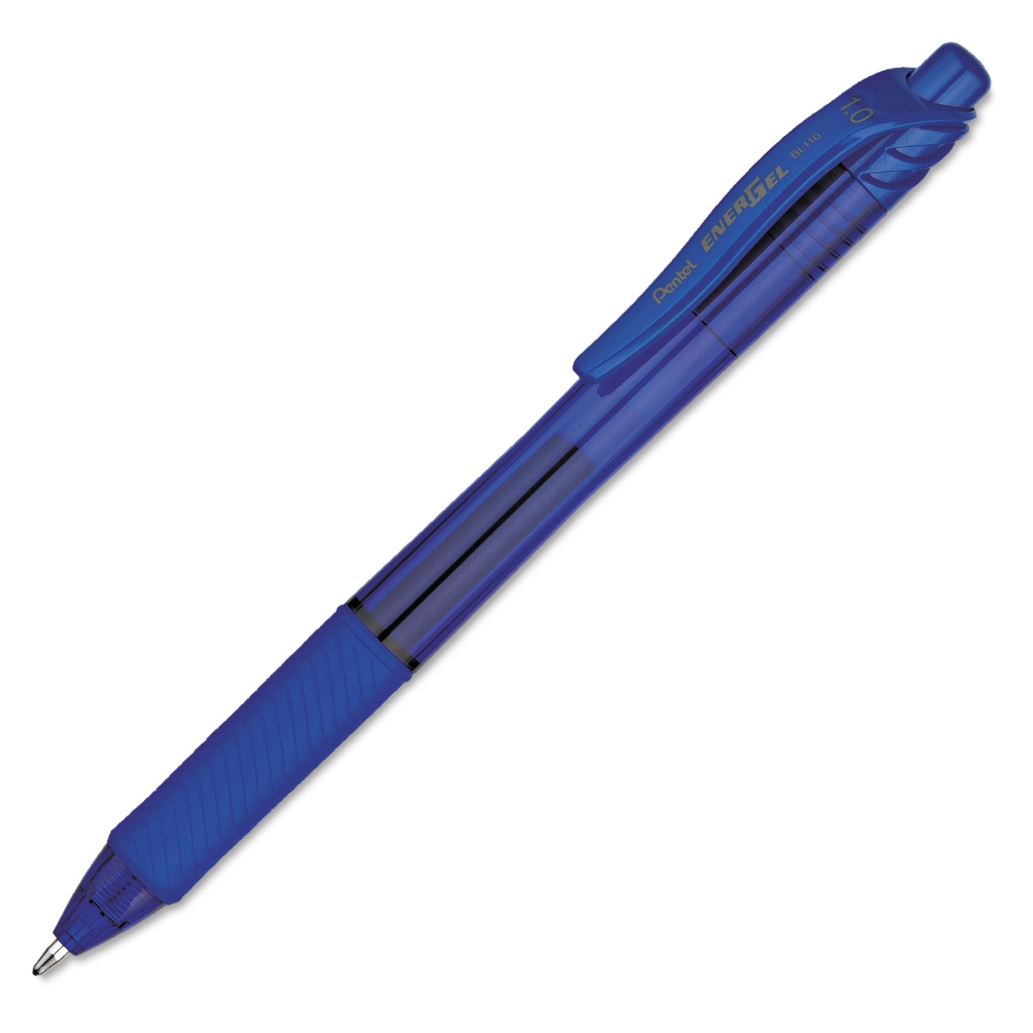 Pentel EnerGel-X Gel Pen, Retractable, Bold 1 mm, Blue Ink, Translucent Blue/Blue Barrel, Dozen (BL110C)