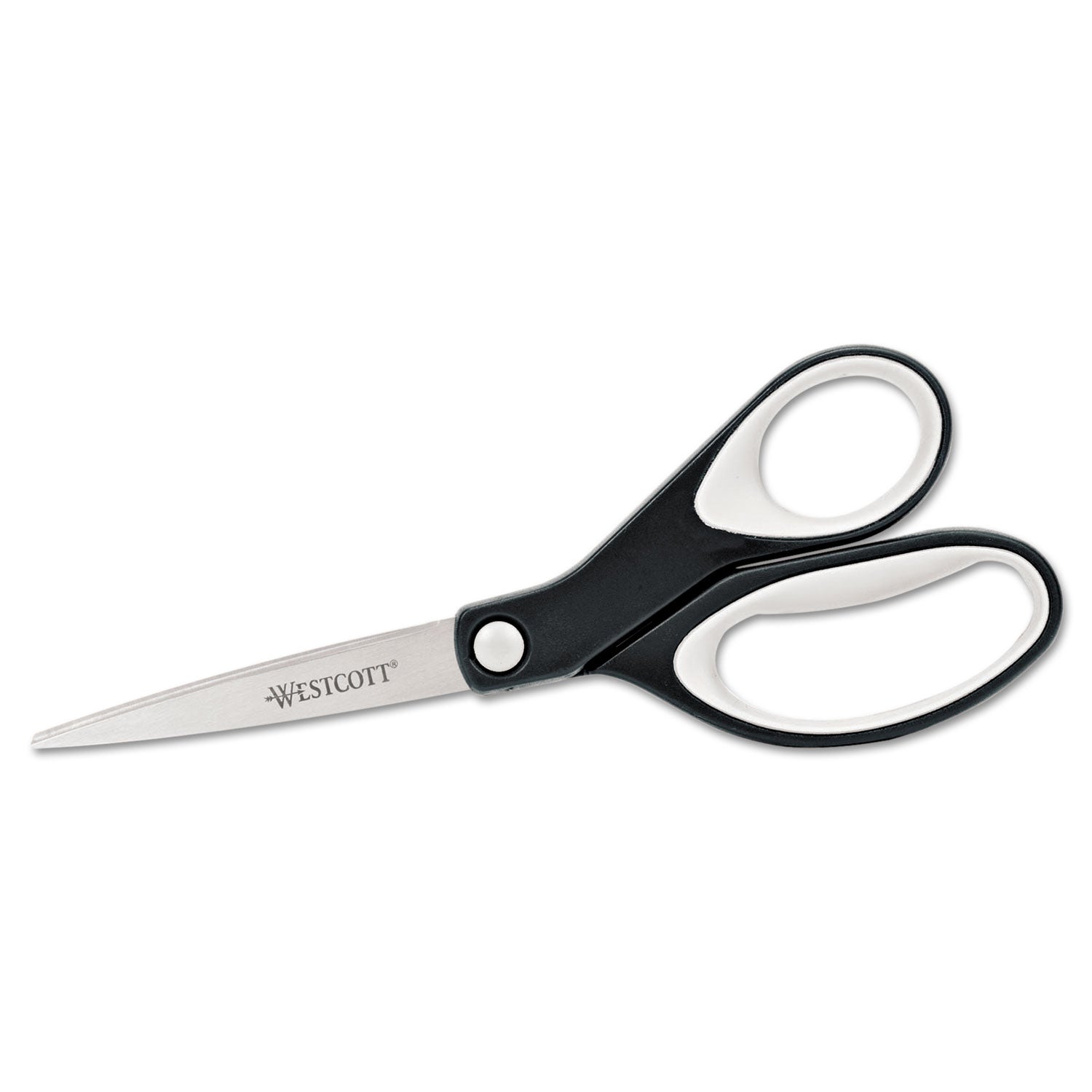 Westcott KleenEarth Soft Handle Scissors, 8" Long, 3.25" Cut Length, Straight Black/Gray Handle (15588)