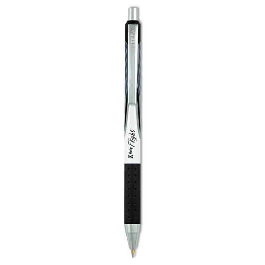 Zebra Z-Grip Flight Ballpoint Pen, Retractable, Bold 1.2 mm, Black Ink, Black/Gray/White Barrel, 12/Pack (21910)