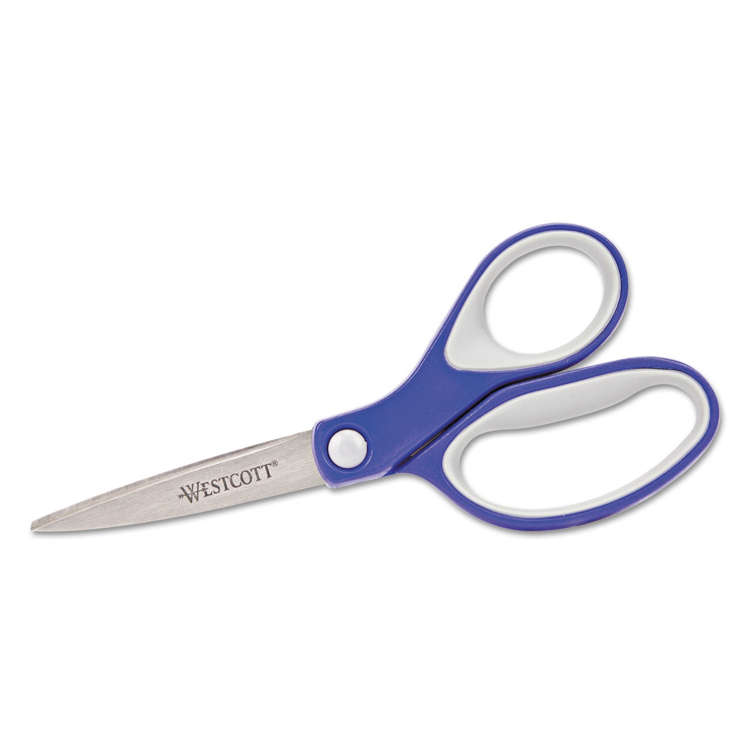 Westcott KleenEarth Soft Handle Scissors, 7" Long, 2.25" Cut Length, Straight Blue/Gray Handle (15553)