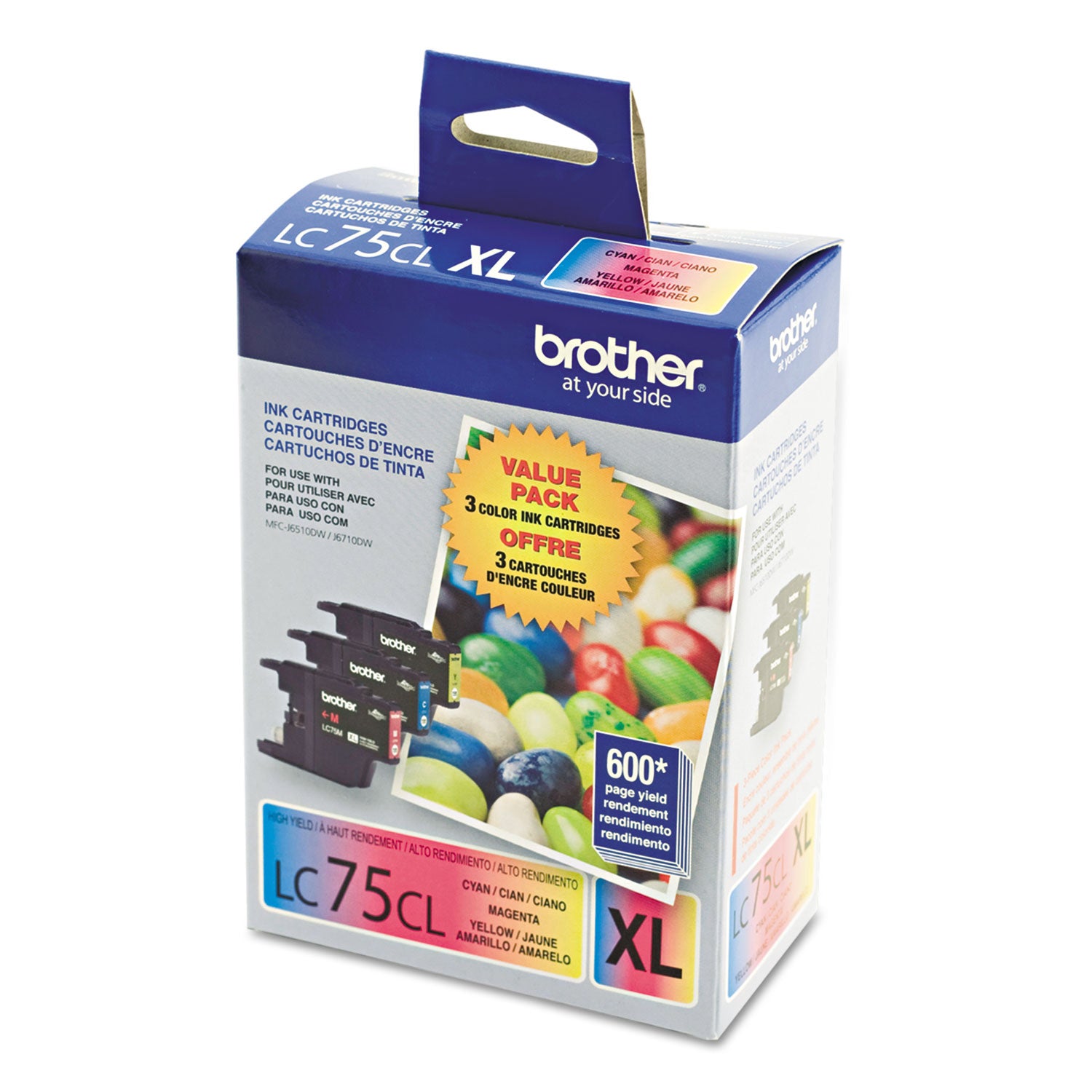 Brother LC753PKS Innobella High-Yield Ink, 600 Page-Yield, Cyan/Magenta/Yellow