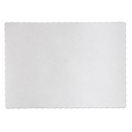 Hoffmaster Knurl Embossed Scalloped Edge Placemats, 9.5 x 13.5, White, 1,000/Carton (PM32052)