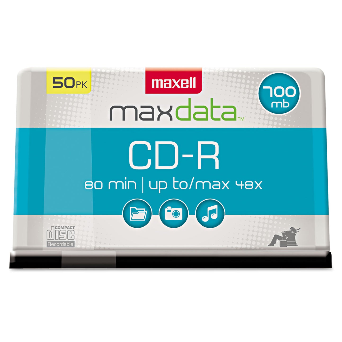 Maxell CD-R Discs, 700 MB/80 min, 48x, Spindle, Silver, 50/Pack (648250)