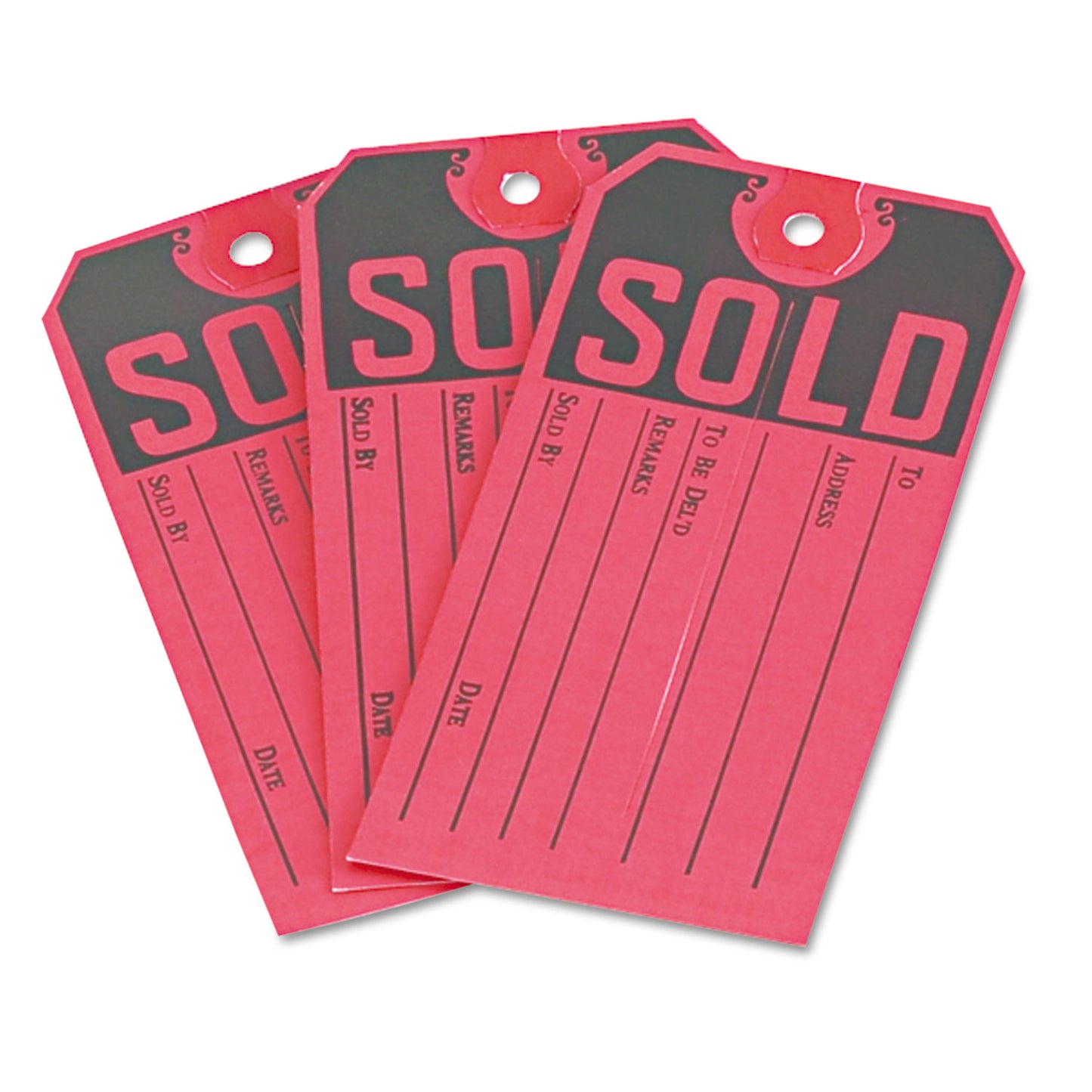 Avery Sold Tags, Paper, 4.75 x 2.38, Red/Black, 500/Box (15161)