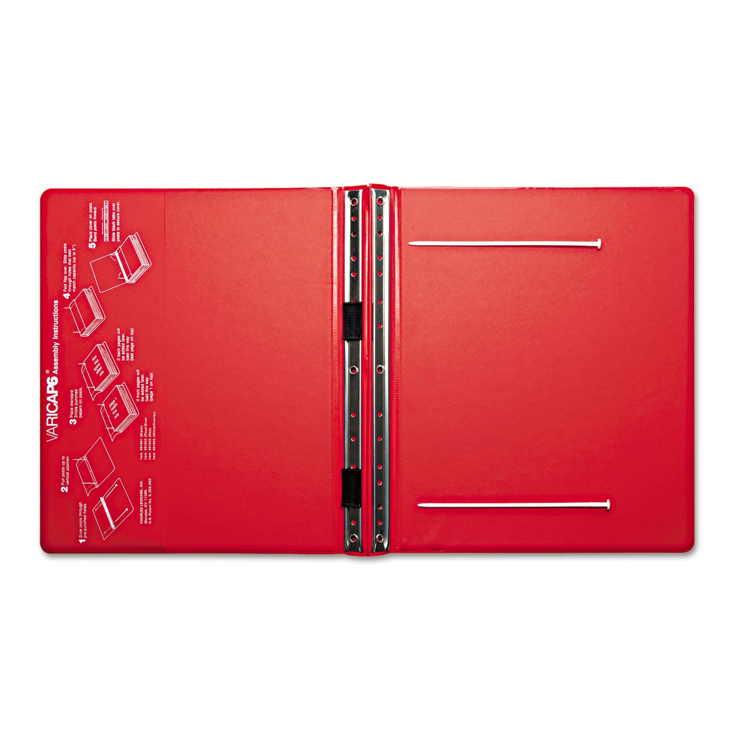 Charles Leonard VariCap Expandable Binder, 2 Posts, 6" Capacity, 11 x 8.5, Red (61603)