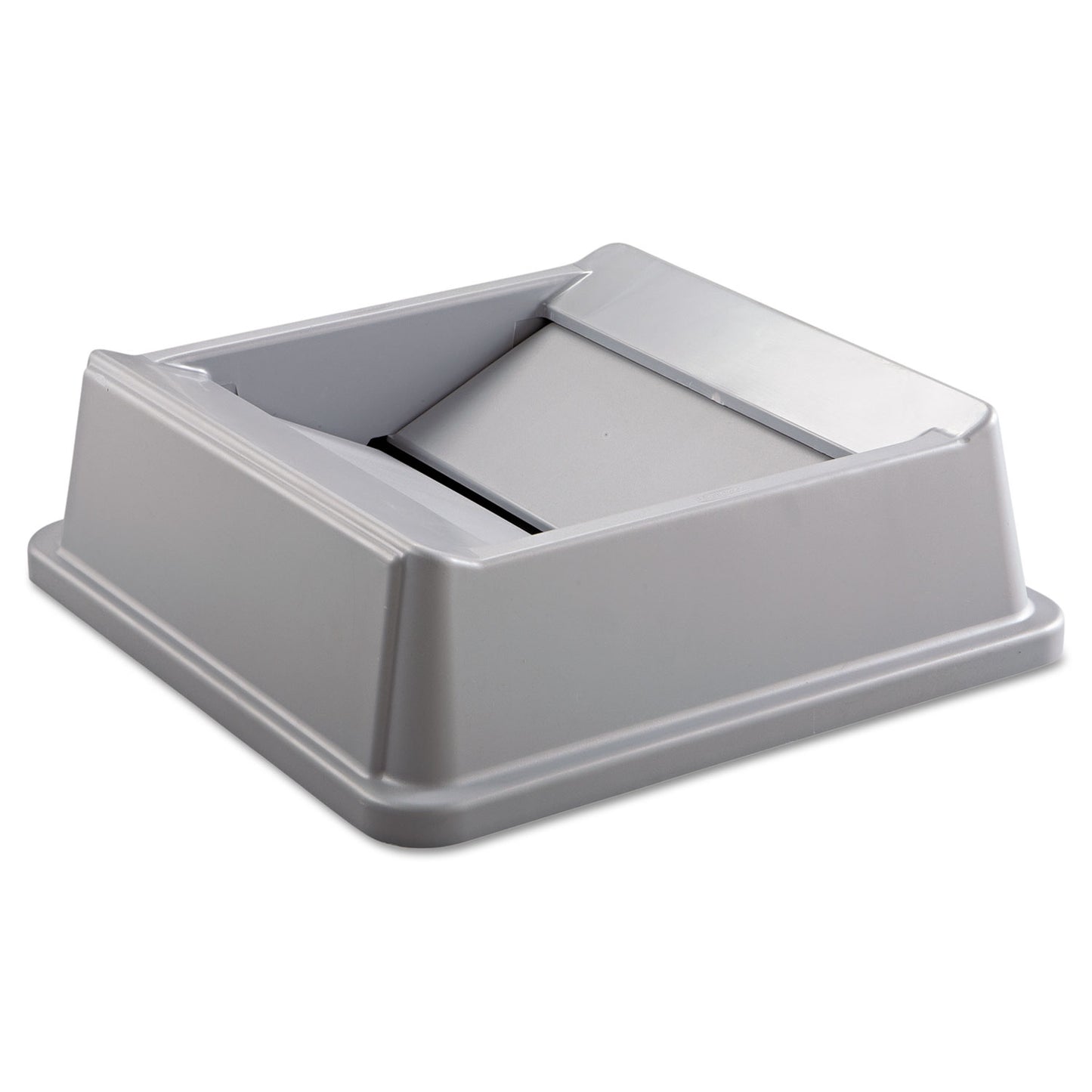 Rubbermaid Commercial Untouchable Square Swing Top Lid, Plastic, 20.13w x 20.13d x 6.25h, Gray (2664GRAY)