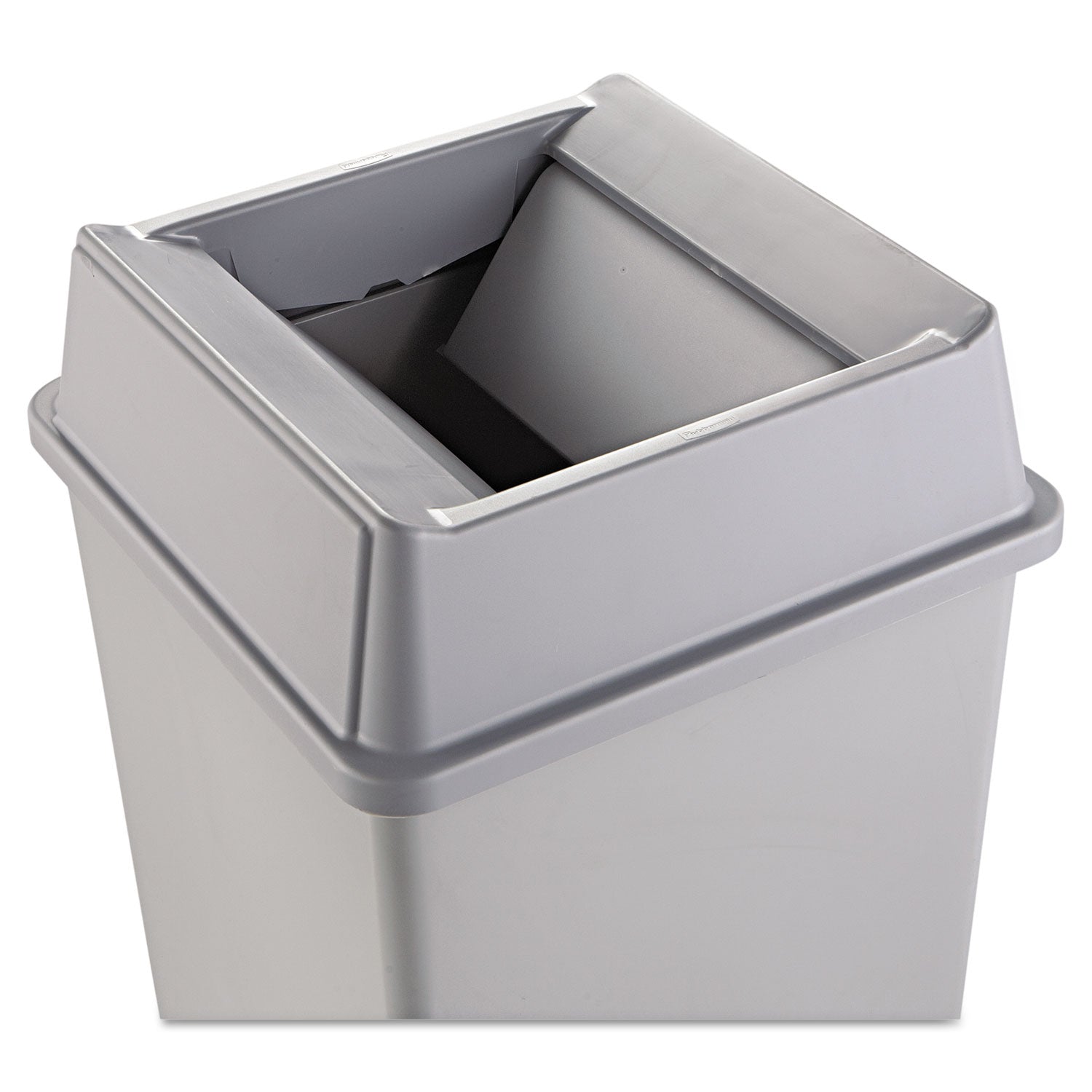 Rubbermaid Commercial Untouchable Square Swing Top Lid, Plastic, 20.13w x 20.13d x 6.25h, Gray (2664GRAY)