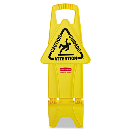 Rubbermaid Commercial Stable Multi-Lingual Safety Sign, 13 x 13.25 x 26, Yellow (9S0900YEL)