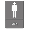 Headline ADA Sign, Men Restroom Symbol w/Tactile Graphic, Molded Plastic, 6 x 9, Gray (4817)