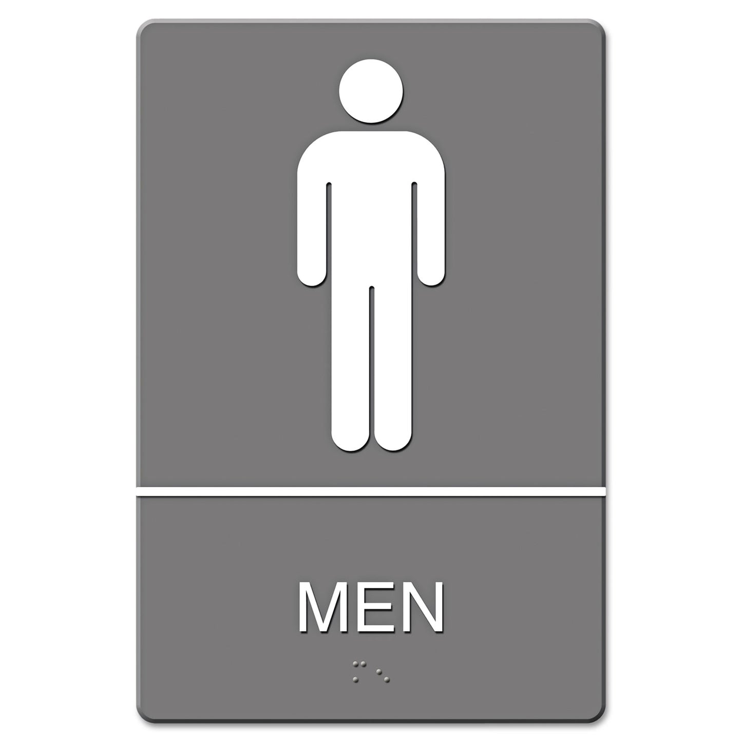 Headline ADA Sign, Men Restroom Symbol w/Tactile Graphic, Molded Plastic, 6 x 9, Gray (4817)