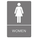 Headline ADA Sign, Women Restroom Symbol w/Tactile Graphic, Molded Plastic, 6 x 9, Gray (4816)