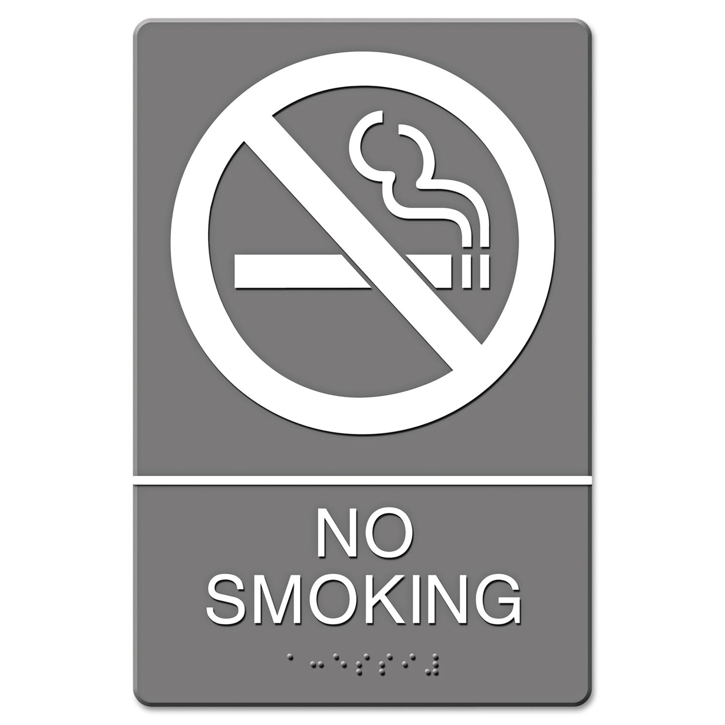 Headline ADA Sign, No Smoking Symbol w/Tactile Graphic, Molded Plastic, 6 x 9, Gray (4813)