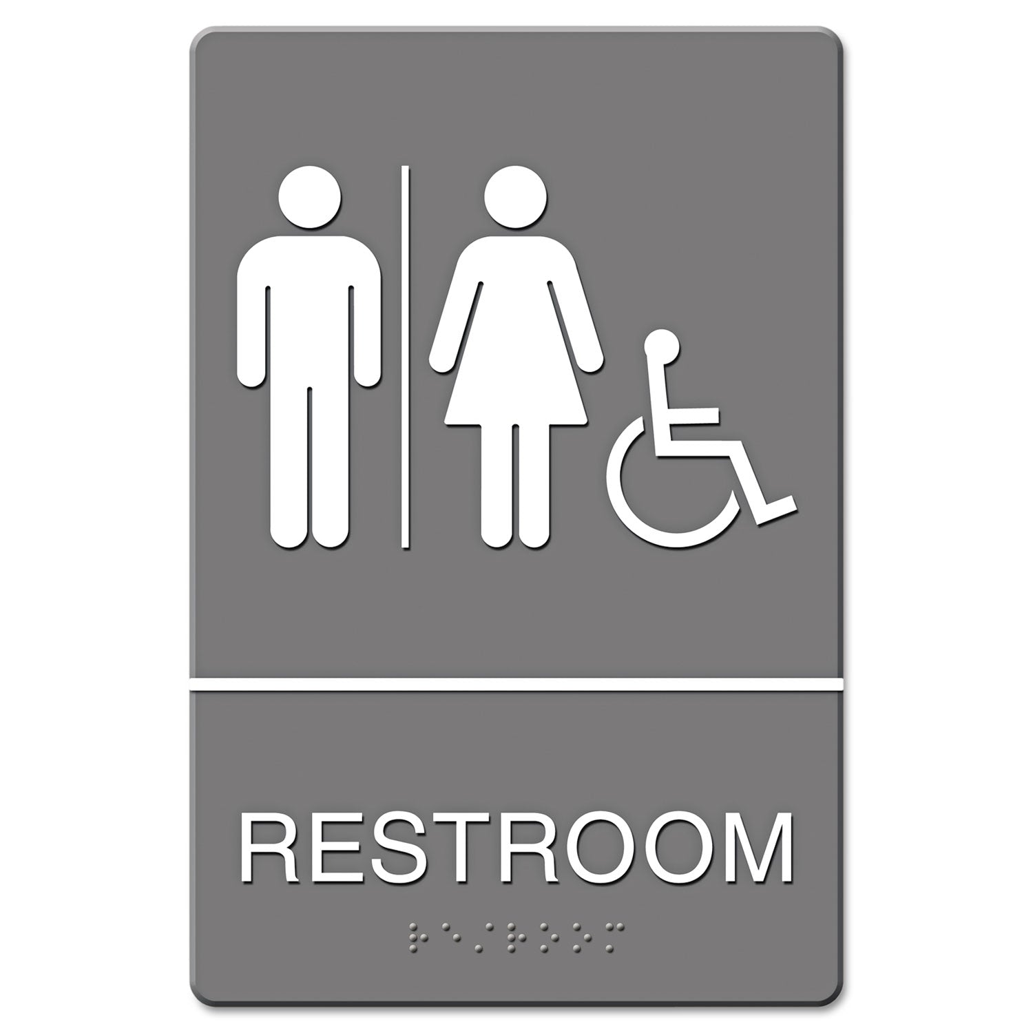 Headline ADA Sign, Restroom/Wheelchair Accessible Tactile Symbol, Molded Plastic, 6 x 9 (4811)