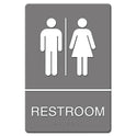 Headline ADA Sign, Restroom Symbol Tactile Graphic, Molded Plastic, 6 x 9, Gray (4812)