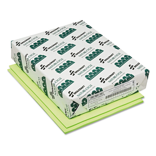 AbilityOne 7530013982682, SKILCRAFT Neon Colored Copy Paper, 20 lb Bond Weight, 8.5 x 11, Neon Green, 500/Ream