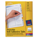 Avery Printable Plastic Tabs with Repositionable Adhesive, 1/5-Cut, White, 1.25" Wide, 96/Pack (16280)