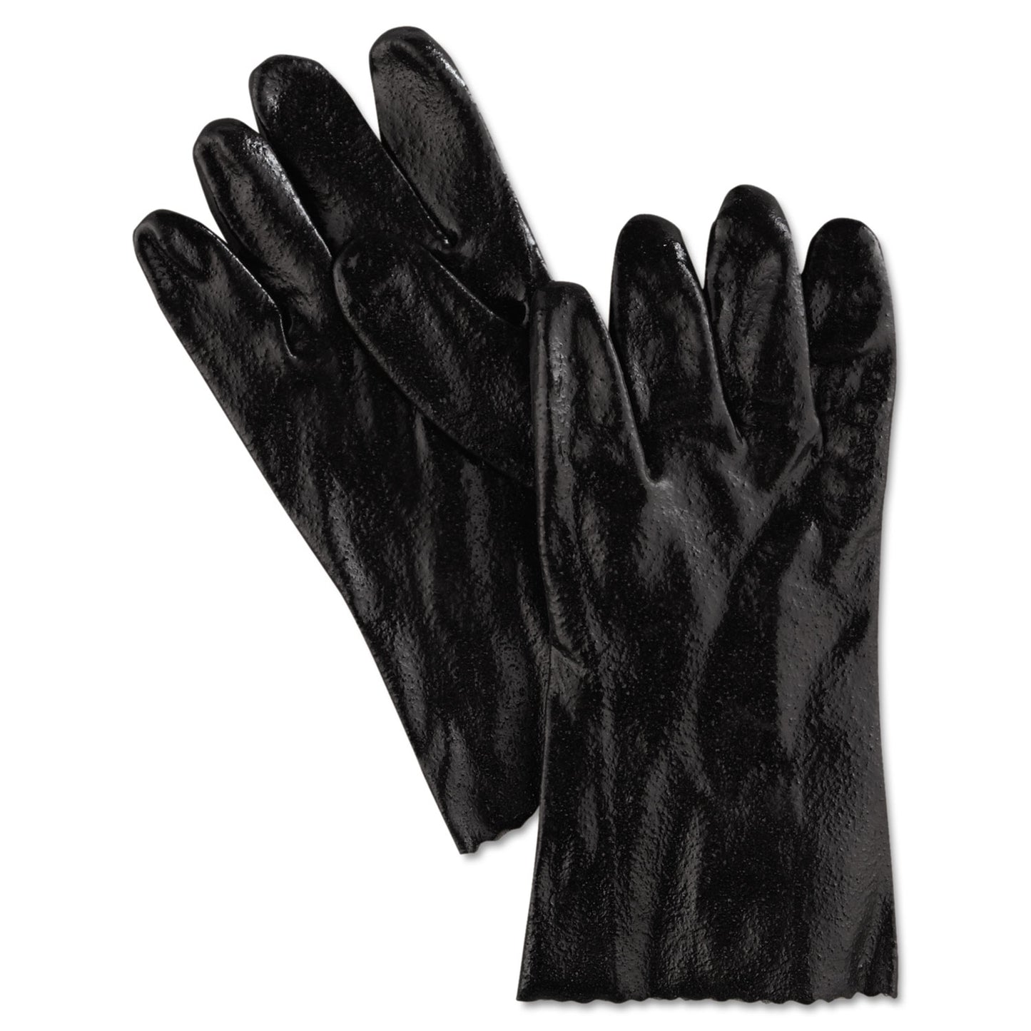 MCR Safety Single Dipped PVC Gloves, Rough, Interlock Lined, 12" Long, Large, Black, 12 Pair (6212R)