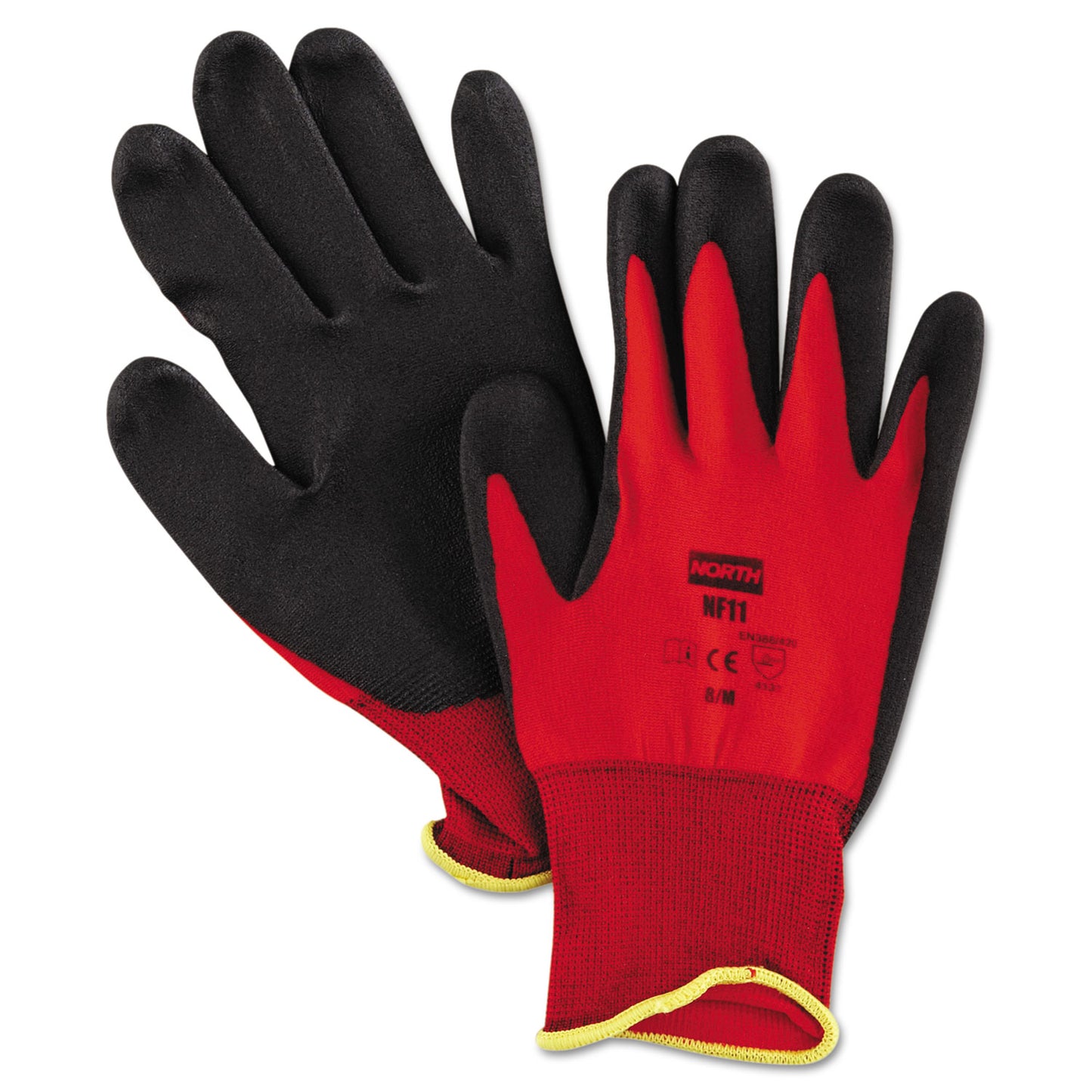 NorthFlex Red Foamed PVC Palm Coated Gloves, Medium, Dozen (NF118M)