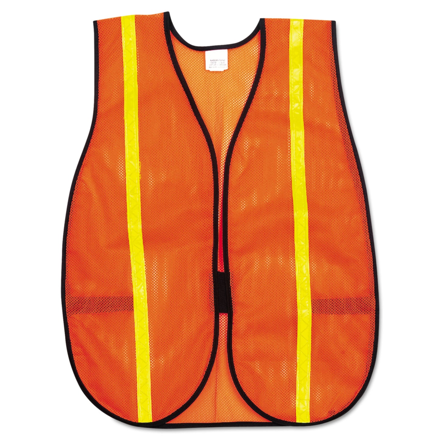 MCR Safety Polyester Mesh Safety Vest, One Size Fits All, Orange with 0.75" Lime Green Stripe (V211R)