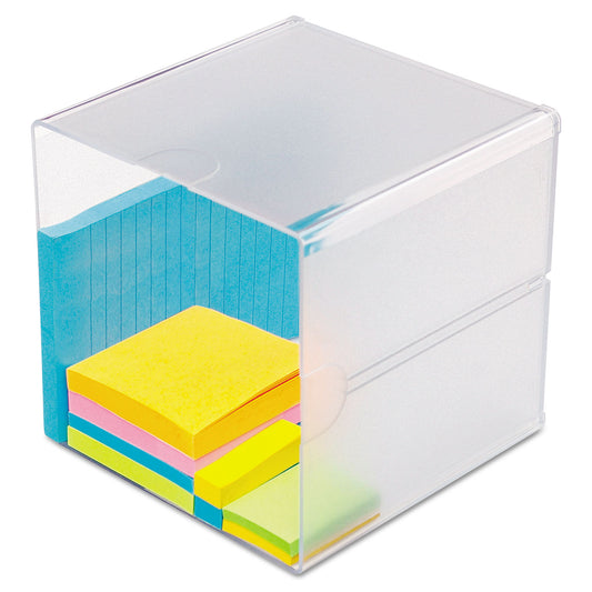 Deflecto Stackable Cube Organizer, 1 Compartment, 6 x 6 x 6, Plastic, Clear (350401)