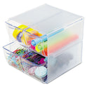 Deflecto Stackable Cube Organizer, 4 Compartments, 4 Drawers, Plastic, 6 x 7.2 x 6, Clear (350301)