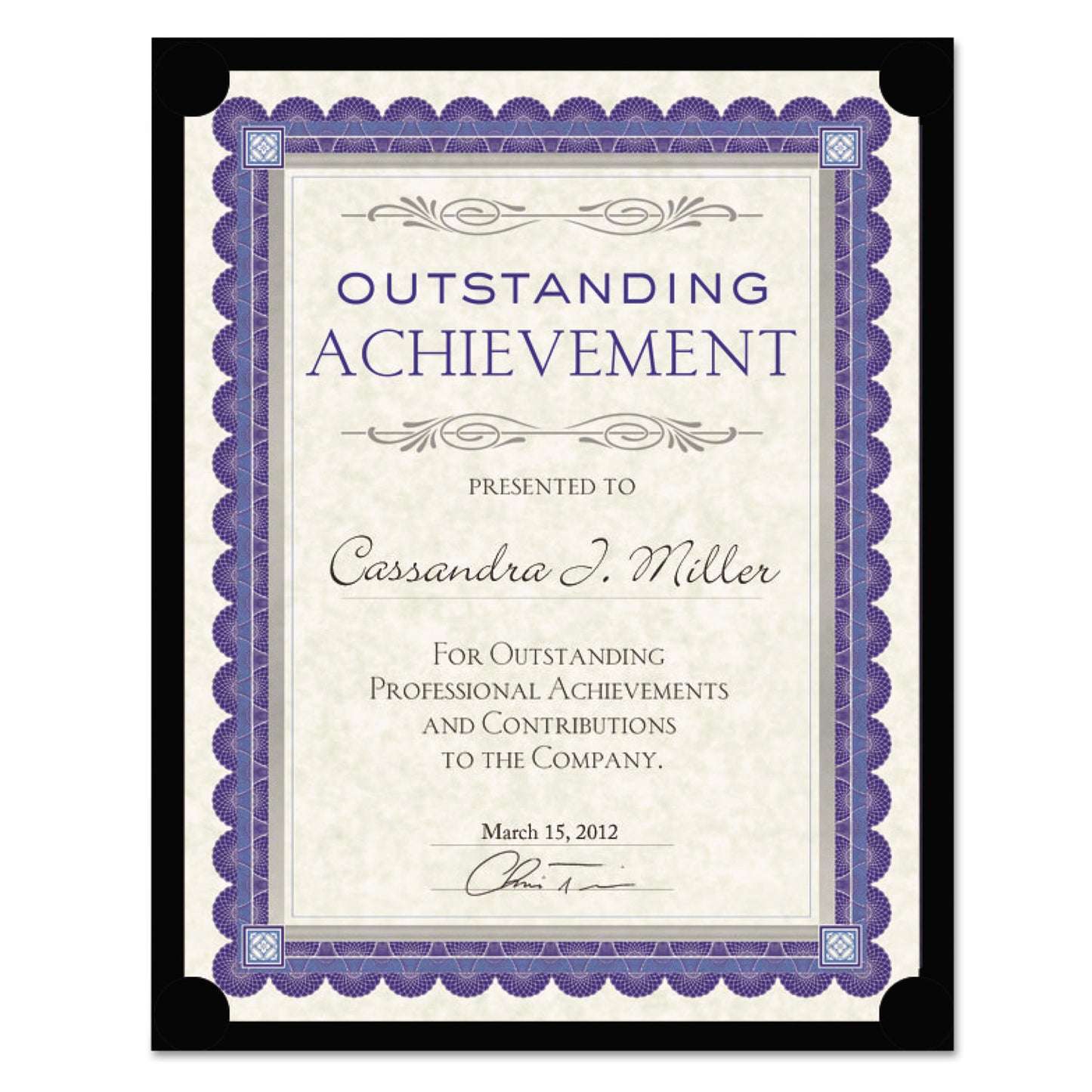 Southworth Certificate Holder, Black, 105lb Linen Stock, 12 x 9.5, 10/Pack (PF18)